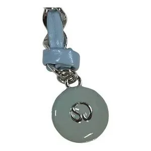 Vintage St John Enamel Baby Blue Leather & Chain Belt Triple Strand Logo Charms St._John_black-  main image 4